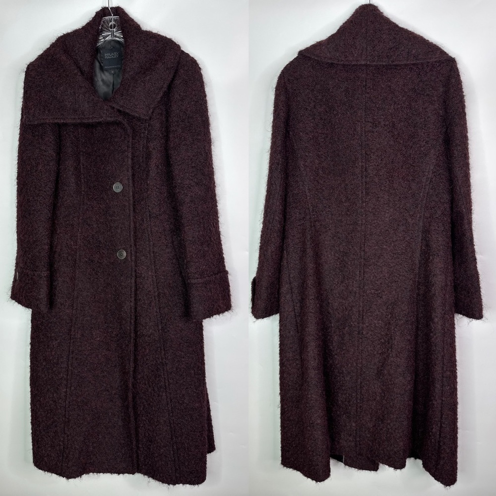 Hilary Radley Alpaca Wool Purple Long Button Peacoat Size 6